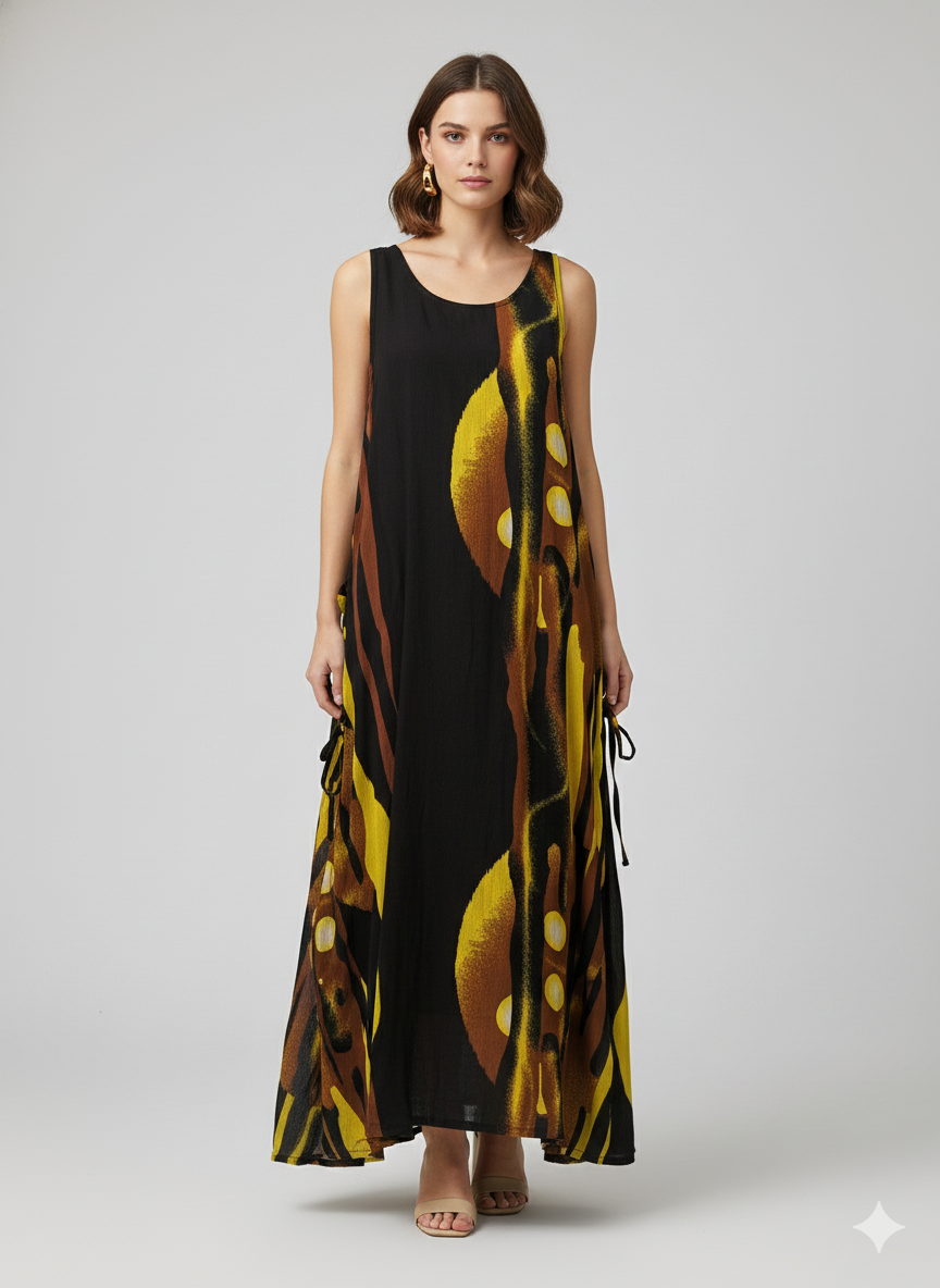 Womens Plus size Curve Dress Abstract Print Funky Bubble Pocket Maxi Free Size up to 24 - P19