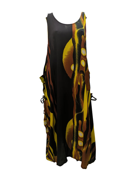 Womens Plus size Curve Dress Abstract Print Funky Bubble Pocket Maxi Free Size up to 24 - P19