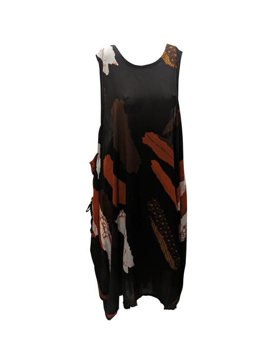 Womens Plus size Curve Dress Abstract Print Funky Bubble Pocket Maxi Free Size up to 24 - P21