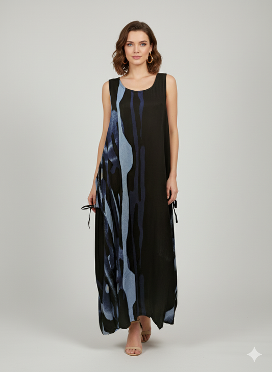 Womens Plus size Curve Dress Abstract Print Funky Bubble Pocket Maxi Free Size up to 24 - P22