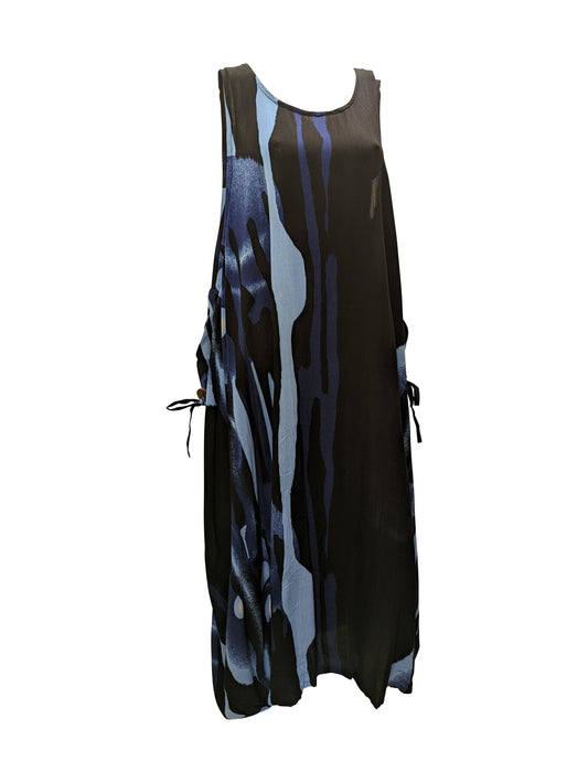 Womens Plus size Curve Dress Abstract Print Funky Bubble Pocket Maxi Free Size up to 24 - P22