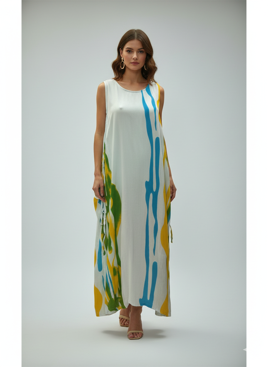 Womens Plus size Curve Dress Abstract Print Funky Bubble Pocket Maxi Free Size up to 24 - P23