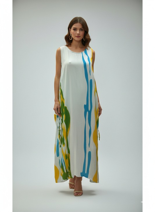 Womens Plus size Curve Dress Abstract Print Funky Bubble Pocket Maxi Free Size up to 24 - P23