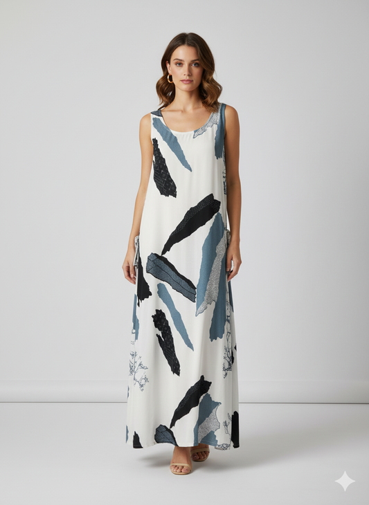 Womens Plus size Curve Dress Abstract Print Funky Bubble Pocket Maxi Free Size up to 24 - P24