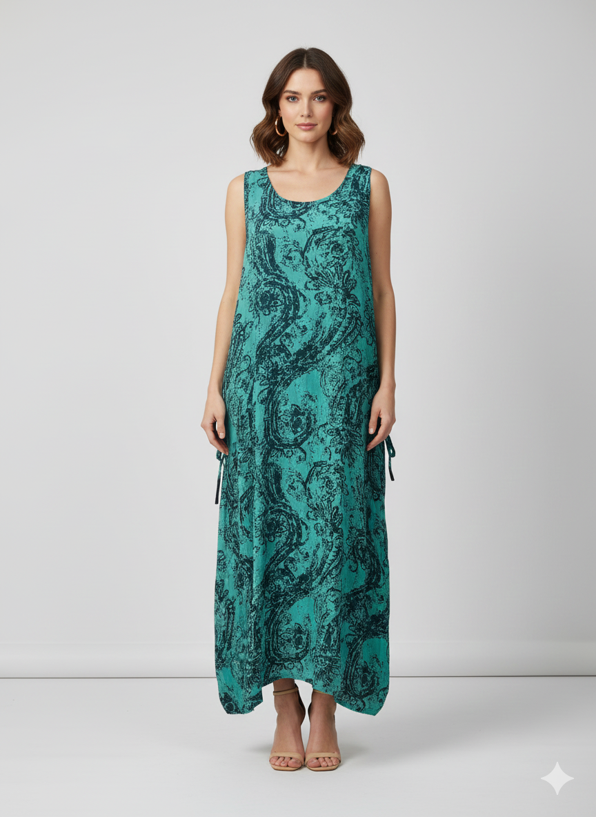 Womens Plus size Curve Dress Abstract Print Funky Bubble Pocket Maxi Free Size up to 24 - P26