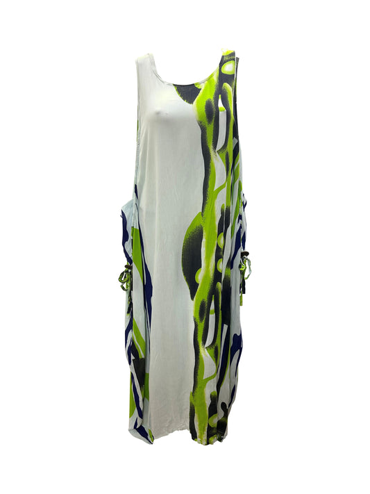 Womens Plus size Curve Dress Abstract Print Funky Bubble Pocket Maxi Free Size up to 24 - P27
