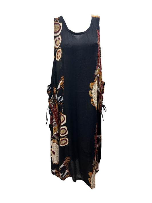 Womens Plus size Curve Dress Abstract Print Funky Bubble Pocket Maxi Free Size up to 24 - P30