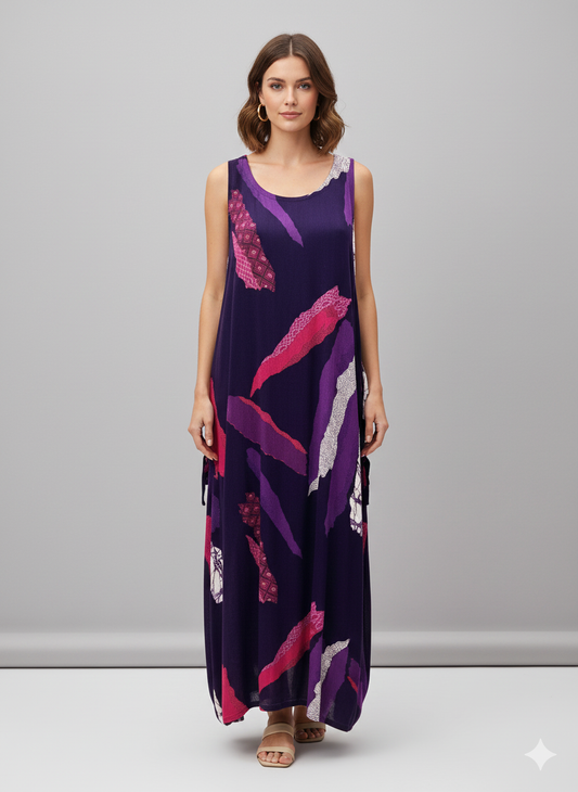 Womens Plus size Curve Dress Abstract Print Funky Bubble Pocket Maxi Free Size up to 24 - P32