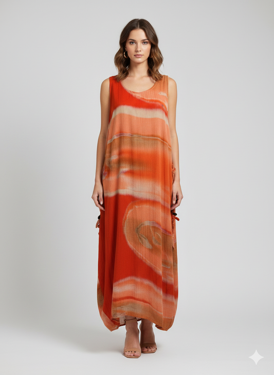Womens Plus size Curve Dress Abstract Print Funky Bubble Pocket Maxi Free Size up to 24 - P33