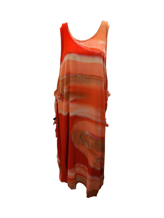 Womens Plus size Curve Dress Abstract Print Funky Bubble Pocket Maxi Free Size up to 24 - P33