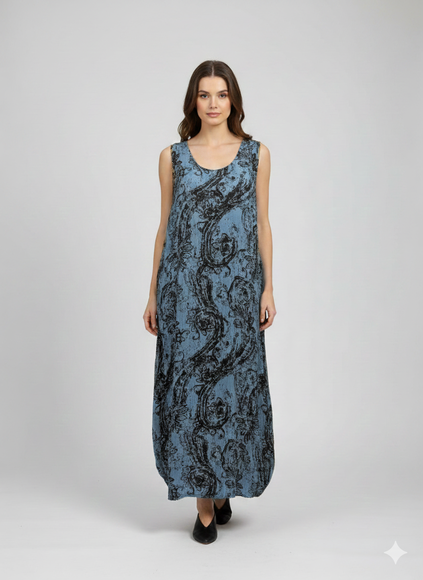 Womens Plus size Curve Dress Abstract Print Funky Bubble Pocket Maxi Free Size up to 24 - P5