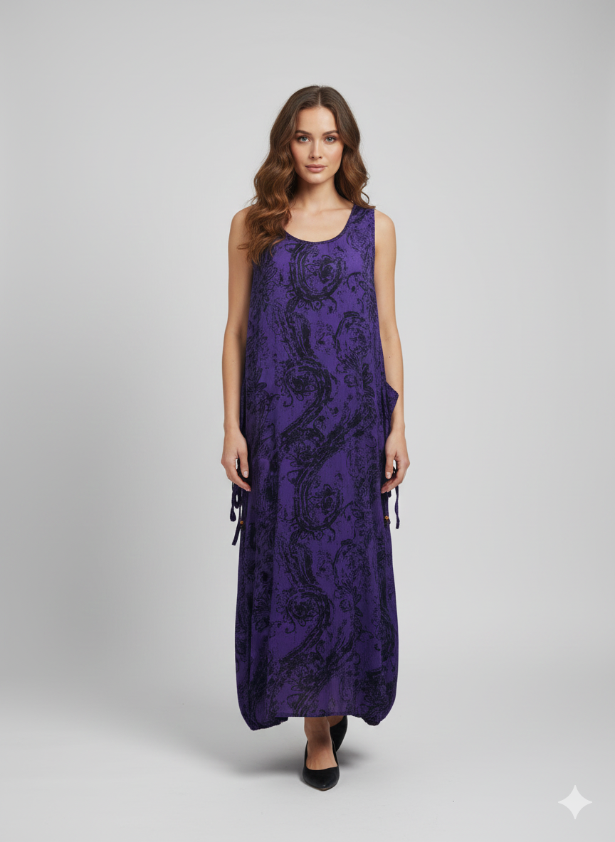 Womens Plus size Curve Dress Abstract Print Funky Bubble Pocket Maxi Free Size up to 24 - P6