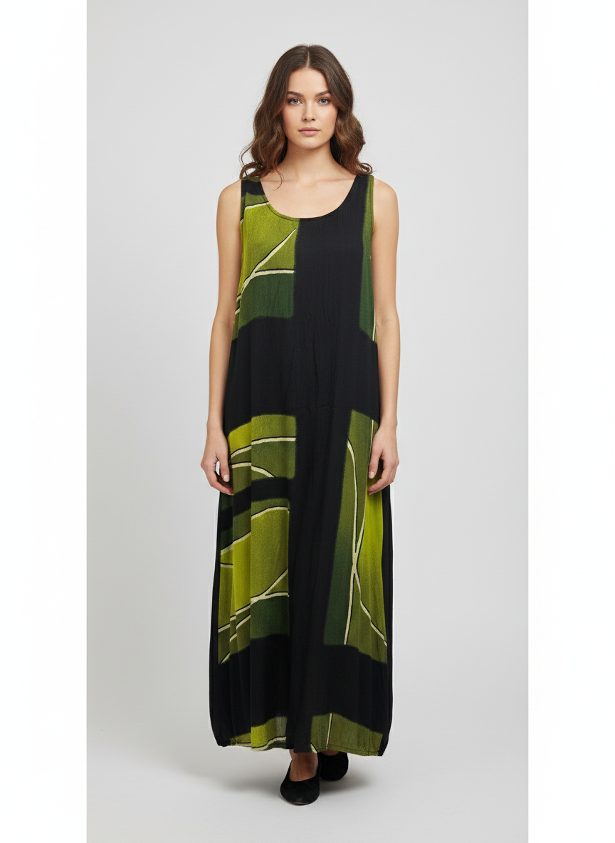 Womens Plus size Curve Dress Abstract Print Funky Bubble Pocket Maxi Free Size up to 24 - P7