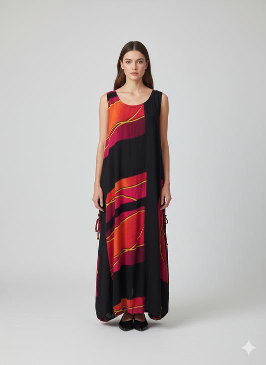 Womens Plus size Curve Dress Abstract Print Funky Bubble Pocket Maxi Free Size up to 24 - P8