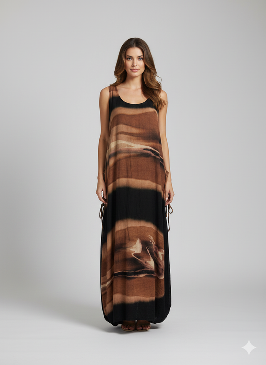 Womens Plus size Curve Dress Abstract Print Funky Bubble Pocket Maxi Free Size up to 24 - P9