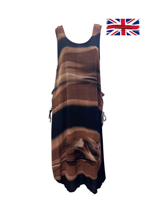 Womens Plus size Curve Dress Abstract Print Funky Bubble Pocket Maxi Free Size up to 24 - P9