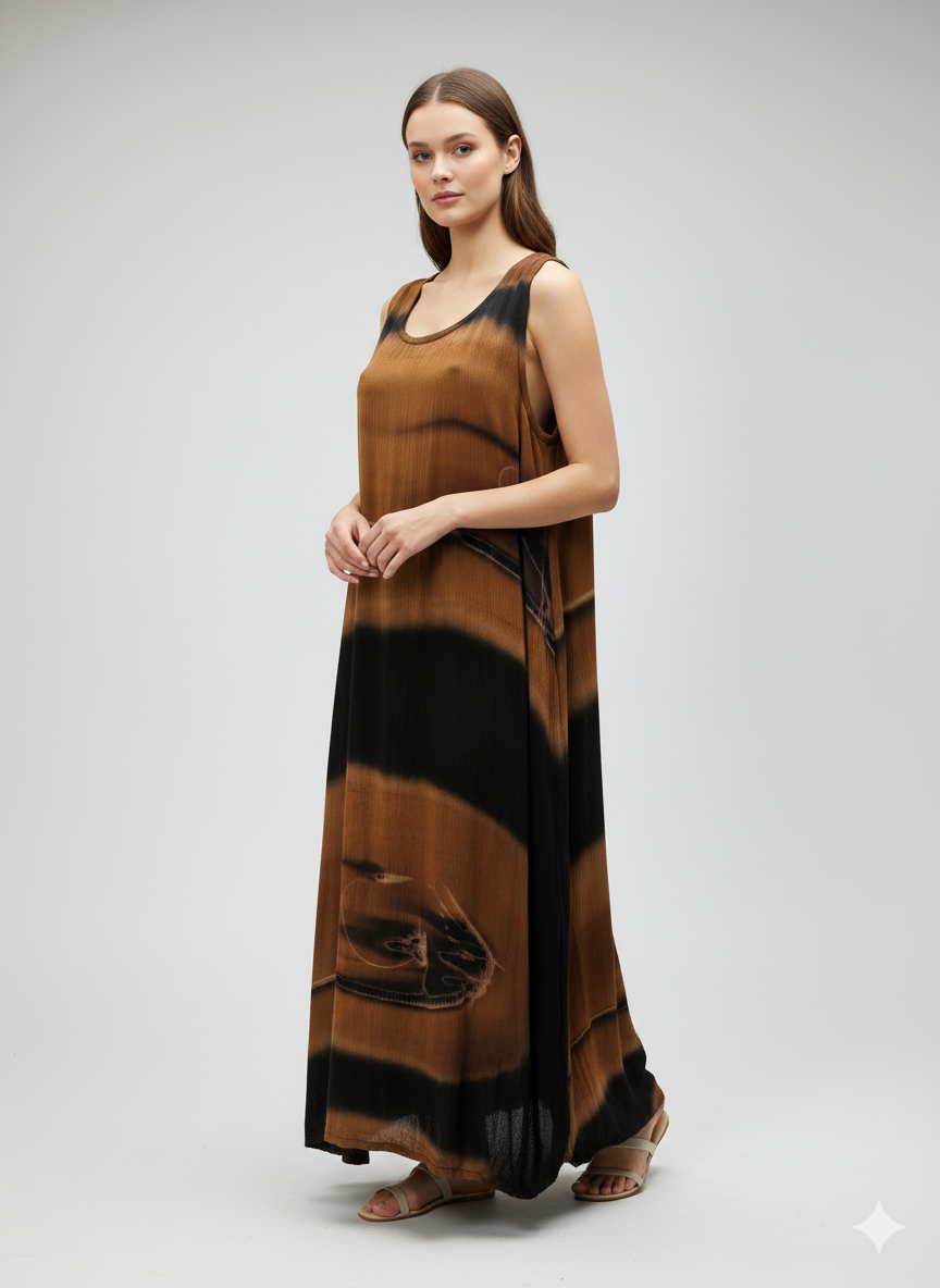 Womens Plus size Curve Dress Abstract Print Funky Bubble Pocket Maxi Free Size up to 24 - P1