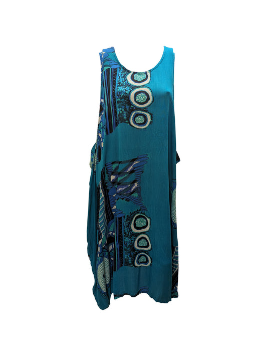 Womens Plus size Curve Dress Abstract Print Funky Bubble Pocket Maxi Free Size up to 24 - P17