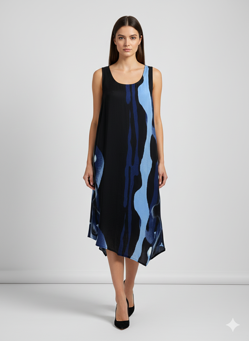 Womens Plus size Curve Dress Abstract Print Funky Bubble Pocket Maxi Free Size up to 24 - P34
