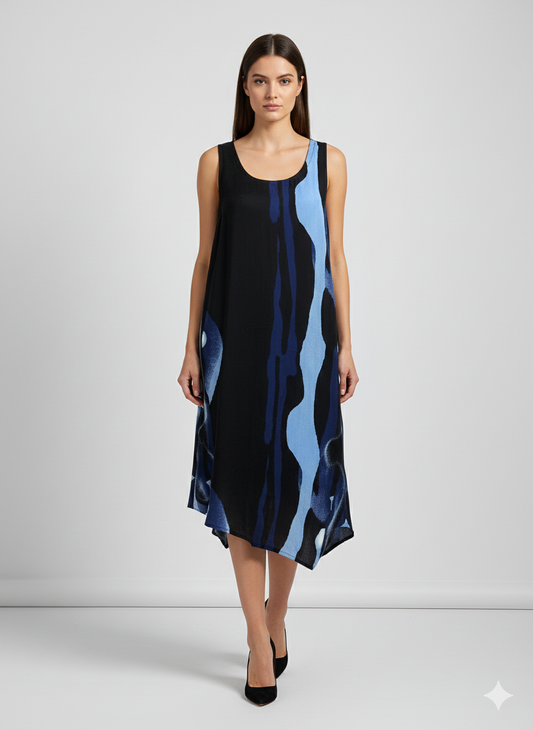 Womens Plus size Curve Dress Abstract Print Funky Bubble Pocket Maxi Free Size up to 24 - P34