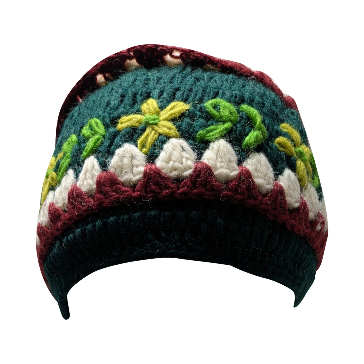 Recycled Hand Knit Cap  Crochet Wool Fleece Lined Winter Beanie Hat P3