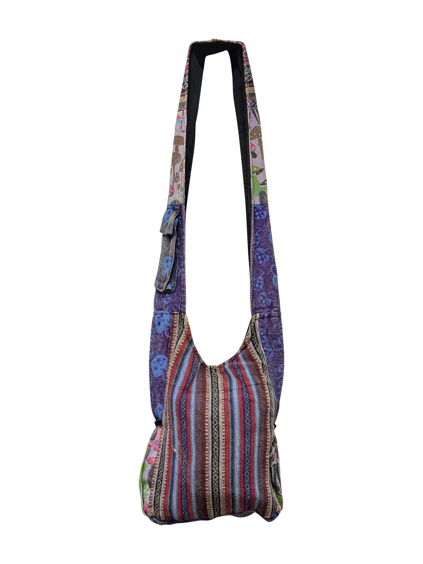 Unique Patchwork Light Weight Cotton Embroidery Mushroom Handmade Multi Pockets Sustainable Shoulder Bag P2