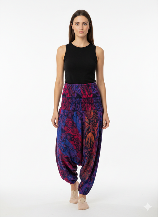 Womens Ladies Boho Lounge Wear Damask Print Winter Ali Baba Baggy Pants Free Size UP To 22 P5