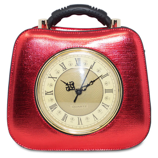 WOMEN'S RETRO CLOCK SHAPED NOVELTY HANDBAG-ROUND CROSS BODY BAG