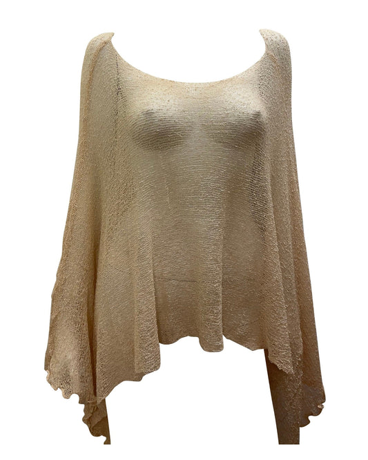 Womens Knit Plus Size Poncho Boho Crochet Shawl Pullover Cover up Free Size 8-26 Cream