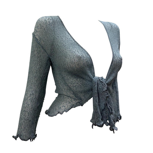 Women's Boho Knit Shrug Chic Crochet style Cardigan onesize Up To 20 Grey