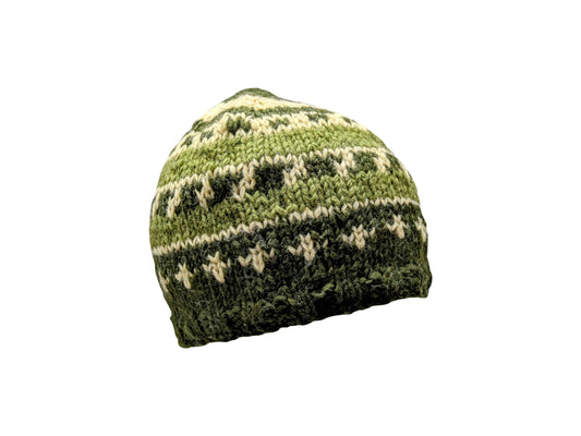 Handmade 100% Wool Beanie Unisex Adults Knit Hat Stripe Warm Fleece Lined boho Winter Cap