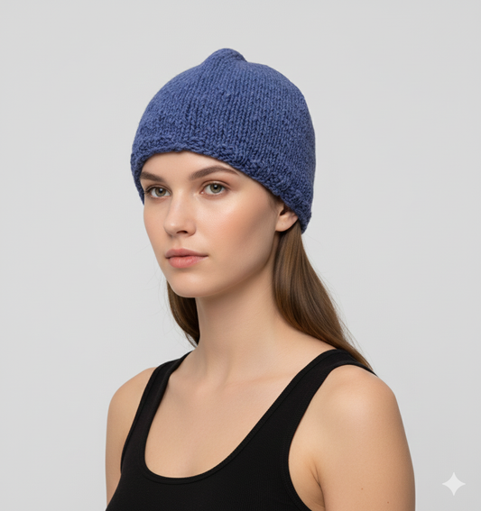 HANDMADE 100% WOOL KNIT WINTER BEANIE WARM BOHO FLEECE LINED HAT - P3