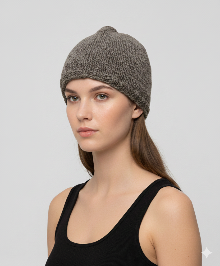 HANDMADE 100% WOOL KNIT WINTER BEANIE WARM BOHO FLEECE LINED HAT - P4