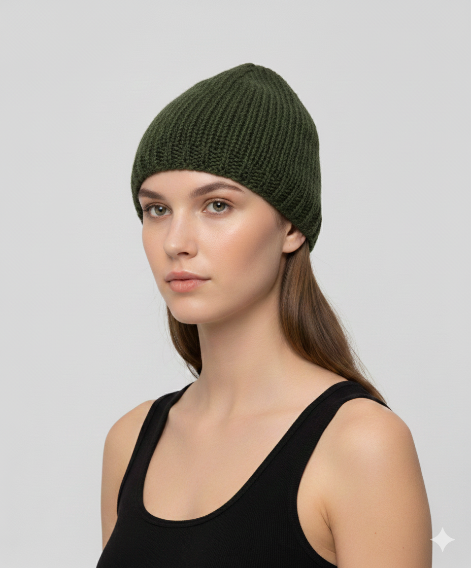 HANDMADE 100% WOOL KNIT WINTER BEANIE WARM BOHO FLEECE LINED HAT - P2