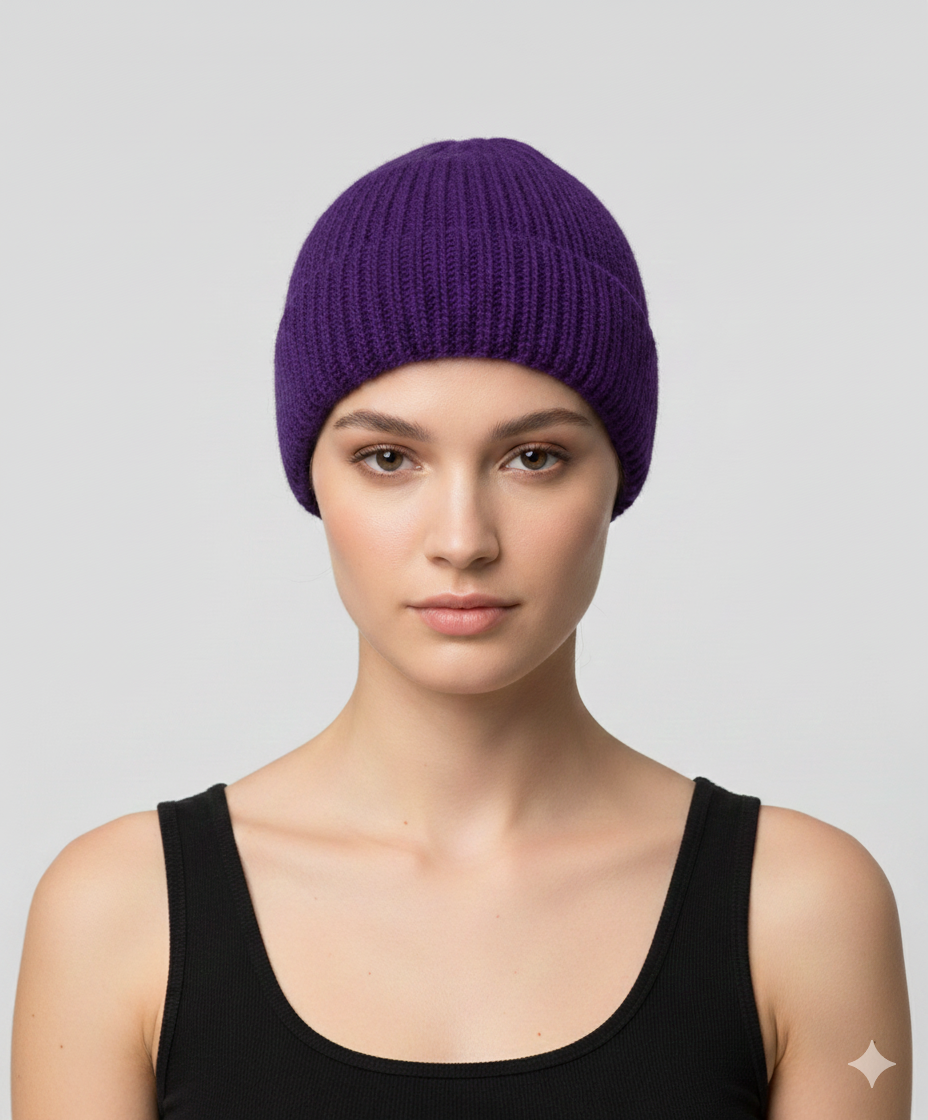 HANDMADE 100% WOOL KNIT WINTER BEANIE WARM BOHO FLEECE LINED HAT - P6