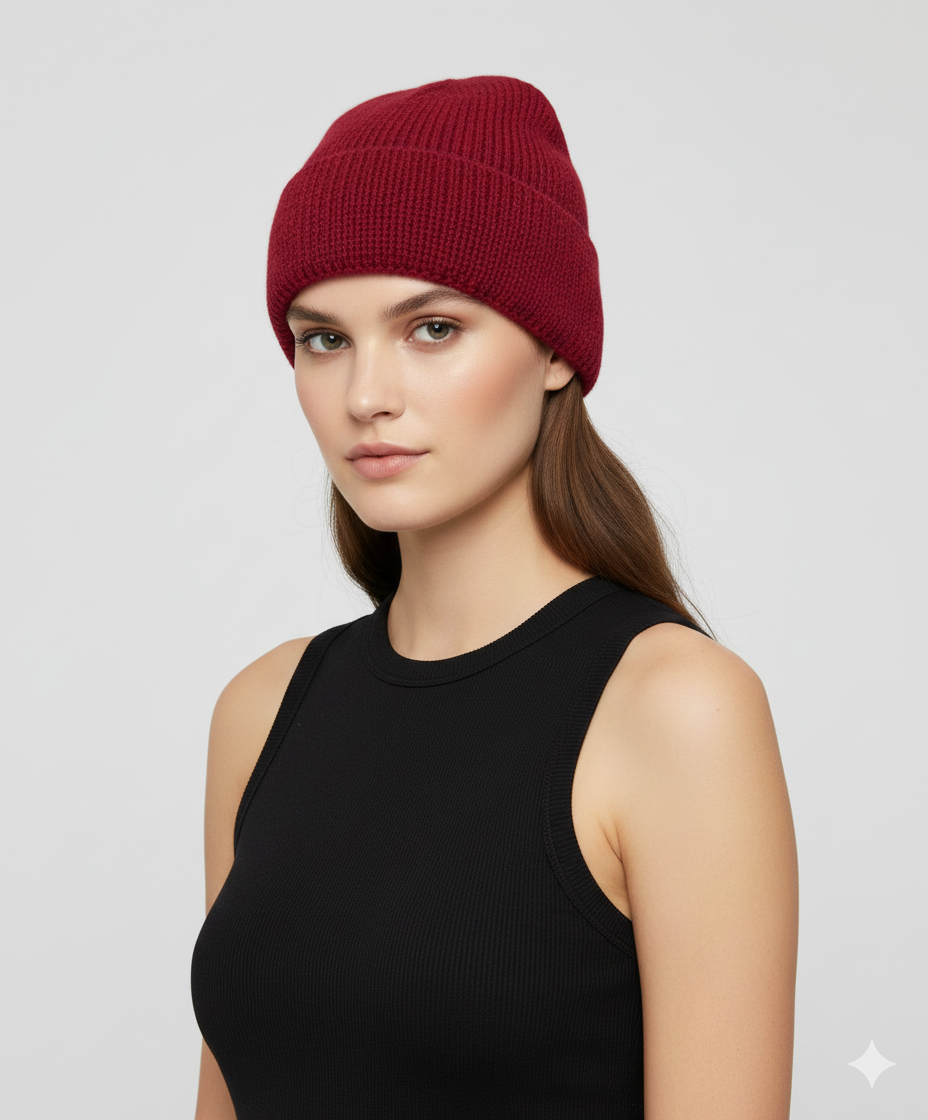 HANDMADE 100% WOOL KNIT WINTER BEANIE WARM BOHO FLEECE LINED HAT - P1