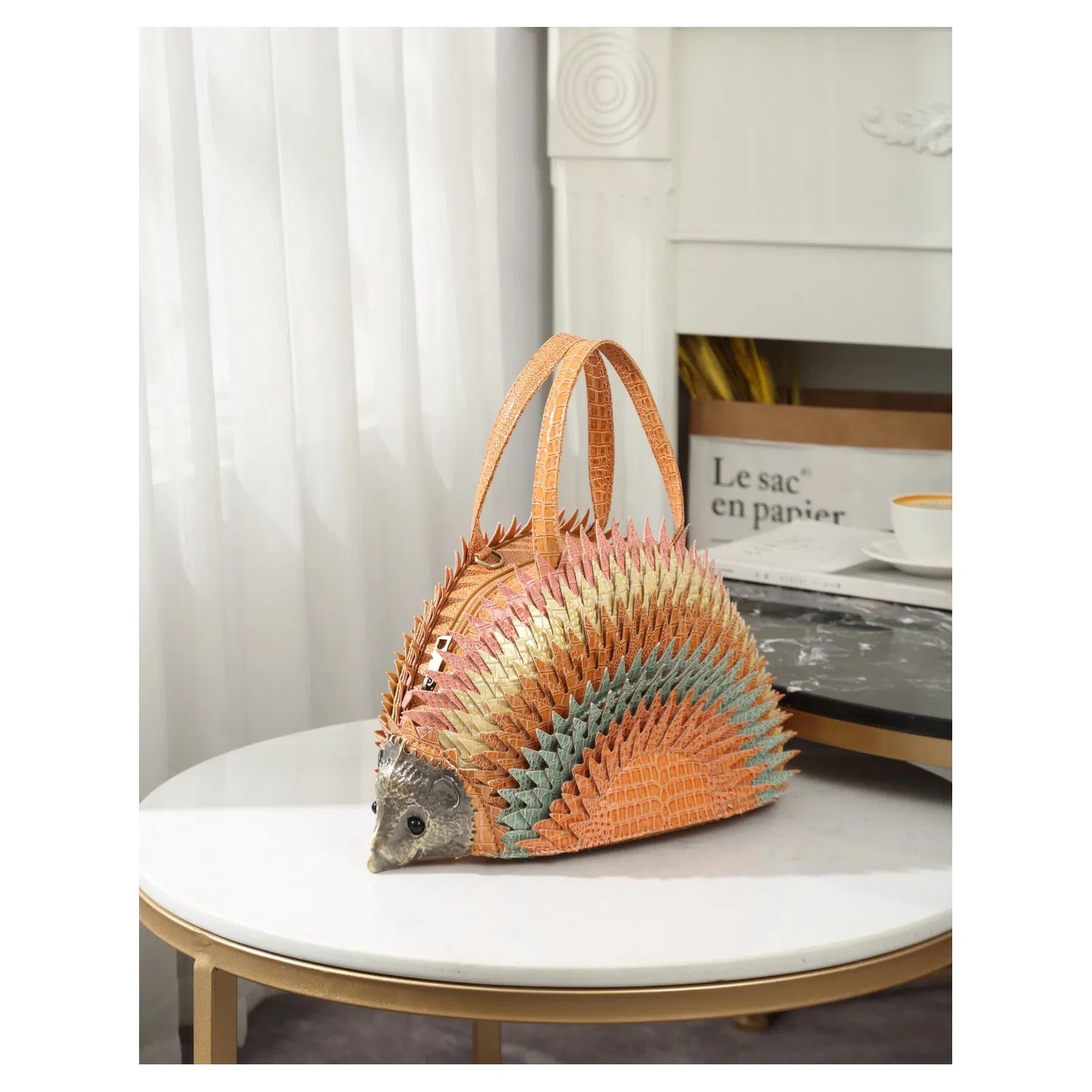WOMEN'S HEDGEHOG SHAPED GRAB BAG WITH DETACHABLE SHOULDER STRAP