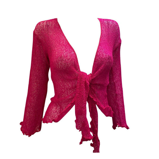 Women's Boho Knit Shrug Chic Crochet style Cardigan onesize Up To 20 Hot Pink