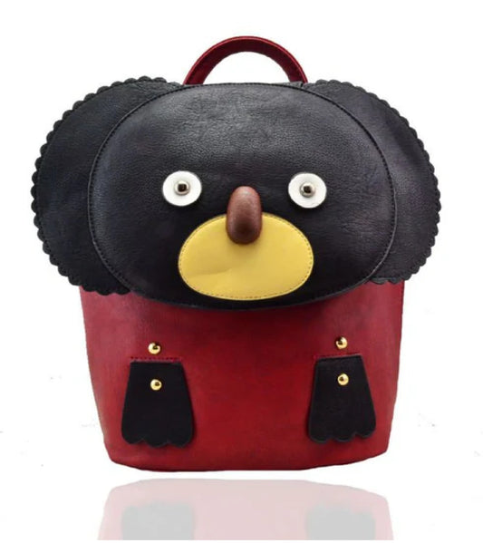 Koala 3D Design Backpack with Top Handle - Stylish Maroon Backpack for School and Travel