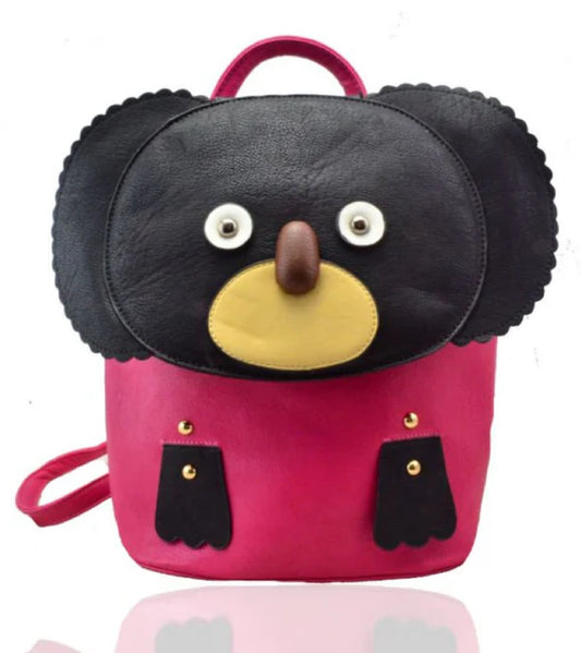 Koala 3D Design Backpack with Top Handle - Stylish Fuchsia Backpack for School and Travel