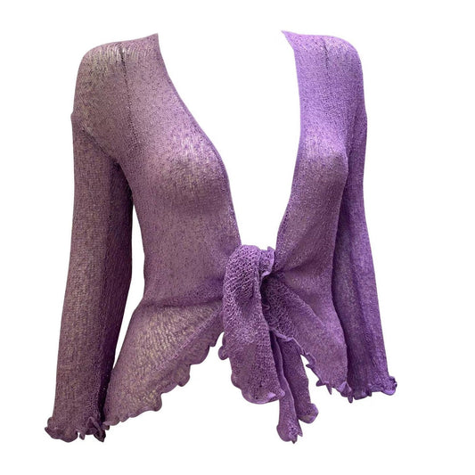 Women's Boho Knit Shrug Chic Crochet style Cardigan onesize Up To 20 Lilac