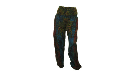Women's Ladies Boho Lounge Wear Damask Print Winter Shirred Waist Harem Pants Free Size UP To 24 P6