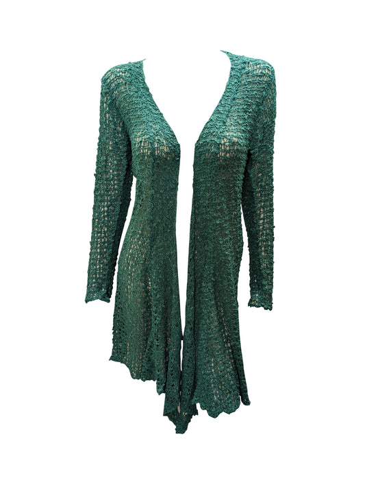 Womens Handmade Boho Crochet Long Sleeve Knit Cardigan Longline Jacket Free Size One Size UK 8-20