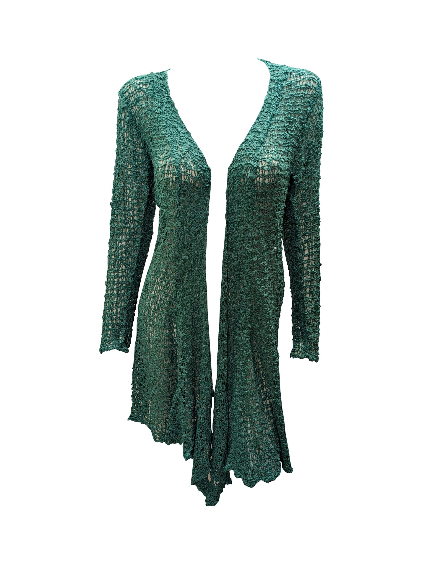 Womens Handmade Boho Crochet Long Sleeve Knit Cardigan Longline Jacket Free Size One Size UK 8-20 - JADE