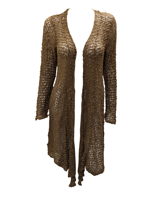 Womens Handmade Boho Crochet Long Sleeve Knit Cardigan Longline Jacket Free Size One Size UK 8-20