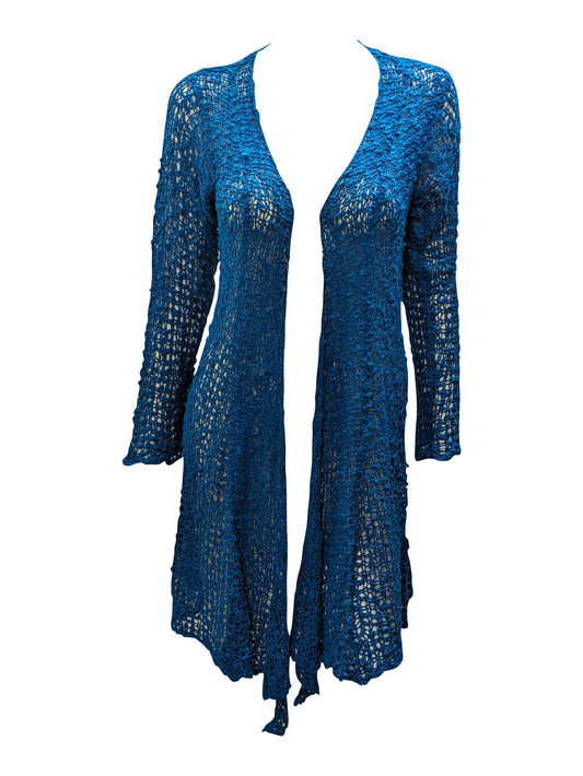 Womens Handmade Boho Crochet Long Sleeve Knit Cardigan Longline Jacket Free Size One Size UK 8-20