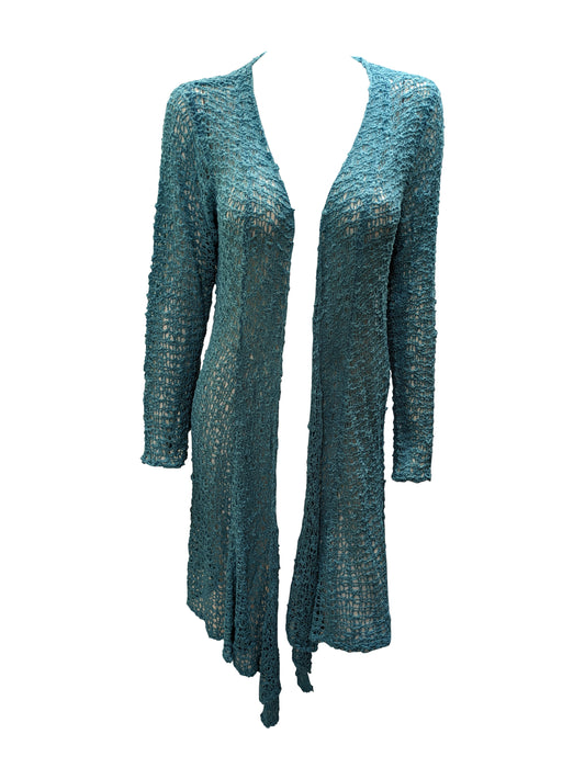 Womens Handmade Boho Crochet Long Sleeve Knit Cardigan Longline Jacket Free Size One Size UK 8-20