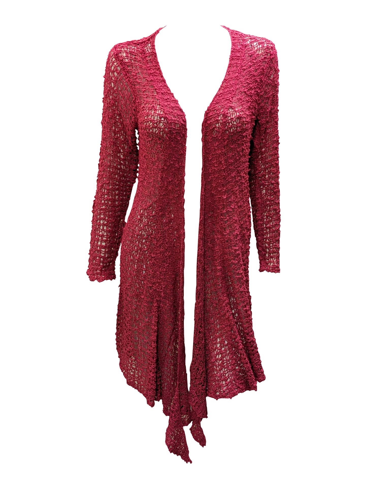 Womens Handmade Boho Crochet Long Sleeve Knit Cardigan Longline Jacket Free Size One Size UK 8-20