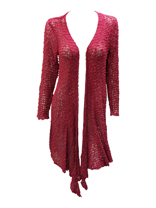 Womens Handmade Boho Crochet Long Sleeve Knit Cardigan Longline Jacket Free Size One Size UK 8-20