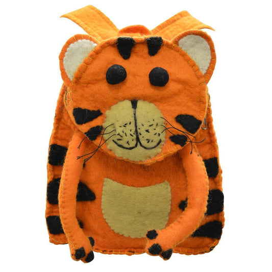 HANDMADE RECYCLED FELT CHILDREN'S ANIMAL BACKPACK - TIGER